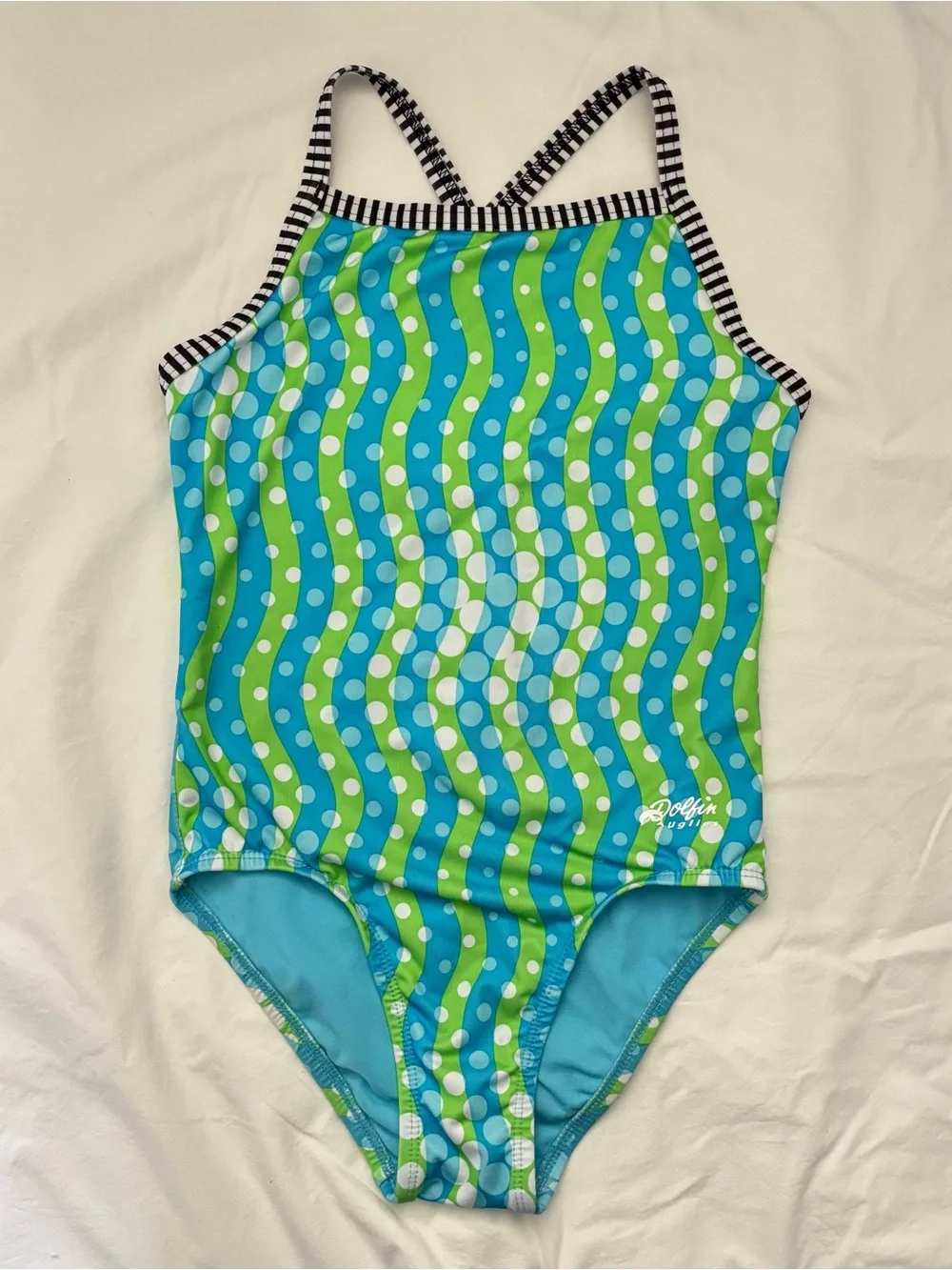 Dolfin Green & Blue Wavy Dot One-Piece Swimsuit